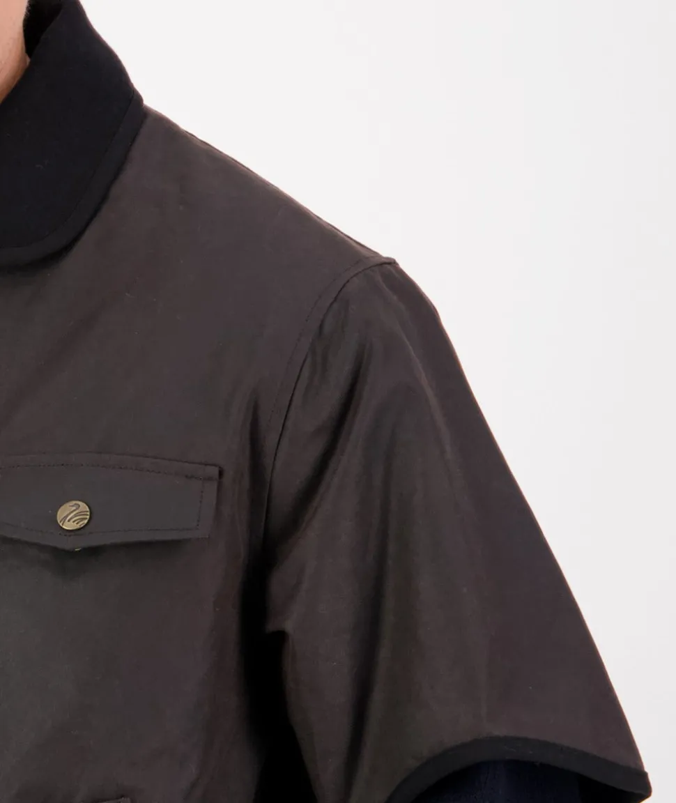 Men's 3/4 Sleeve Brown Oilskin Jacket